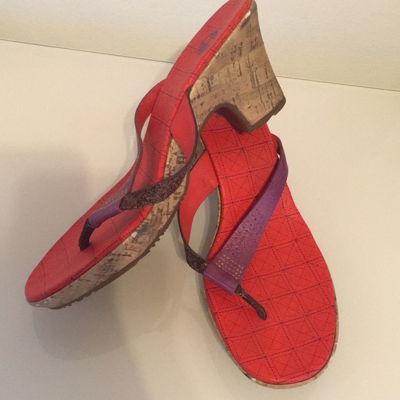 Great Timberland Red/Pur/Bn Leather Sandals - Picture 2 of 6